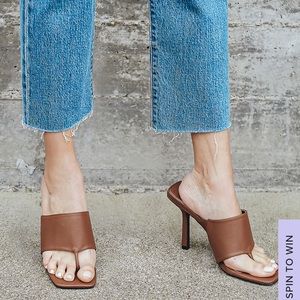 Loulin Brown Pebbled High Heel Sandals